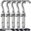 Metal Wall Hangers Heavy Duty Concrete Wall Hooks,304 Stainless Steel Expansion Hooks Outdoor Wall Hooks for Hanging with Drill(M8-5PCS)