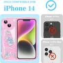 2 x Compatible for iPhone 14 Case, Pretty Butterfly Print Three-Dimensional Wave Clear Case for Girls Women, Soft Full Package Anti-Fall Cover for iPhone 14, Water Blue Butterfly