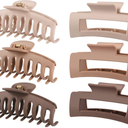 LuSeren Hair Clips for Women 4.3 Inch Large Hair Claw Clips for Women Thin Thick Curly Hair, Big Matte Banana Clips,Strong Hold jaw clips,Neutral Colors