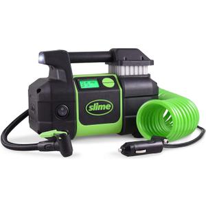 Slime 40063 Tire Inflator, Portable Car, SUV, 4x4 Air Compressor, Elite Heavy Duty, Inflate Right Automatic Shut Off, with Digital 99 psi Display, Long Hose and LED Light, 12V, 3 min Inflation