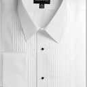 Mens Formal Laydown Spread Collar Tuxedo Shirt, 1/4" Pleat (15.5" Neck 35" Sleeve, White), M