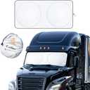 EcoNour Semi-Truck Sun Shade for Windshield (2 Ring) | 240T UV Protective Sunshade for Truck Windshield Maximum Coverage to Block UV/Sun Heat Rays