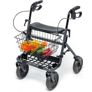 Rollator Walker for Seniors - Steel Frame, Adjustable Height Rolling Walkers, 8" Tires, Removable Basket, Ergonomic Handles - Supports Up to 300 lbs