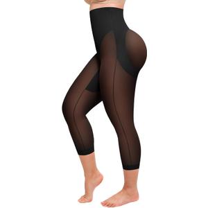 SHAPELLX Shapewear for Women Capris Leggings Tummy Control Underwear High Waist Body Shaper Butt Lifting Panties (Large, Black)