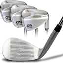 GoSports Illegal Max Spin Golf Wedge Set - Men's Right Handed Sand, Lob, Gap Wedge, Brushed Stainless
