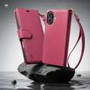 FLIPALM Wallet Case for iPhone 17 Series with Wrist Strap - PU Leather Folio Flip with Credit Card Holder & Kickstand, Protective Cover (Red, for iPhone 17)