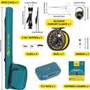 SF Fly Fishing Rod Combo Starter Kit Semi Gloss Green Jade Finish 24T Carbon Fiber Trout Travel Fly Rod with Reel,Fly Rod case,Fly Box , Flies,Tapered Leader,Knot Tying Tools, 9', 8wt, 4sec, M.F