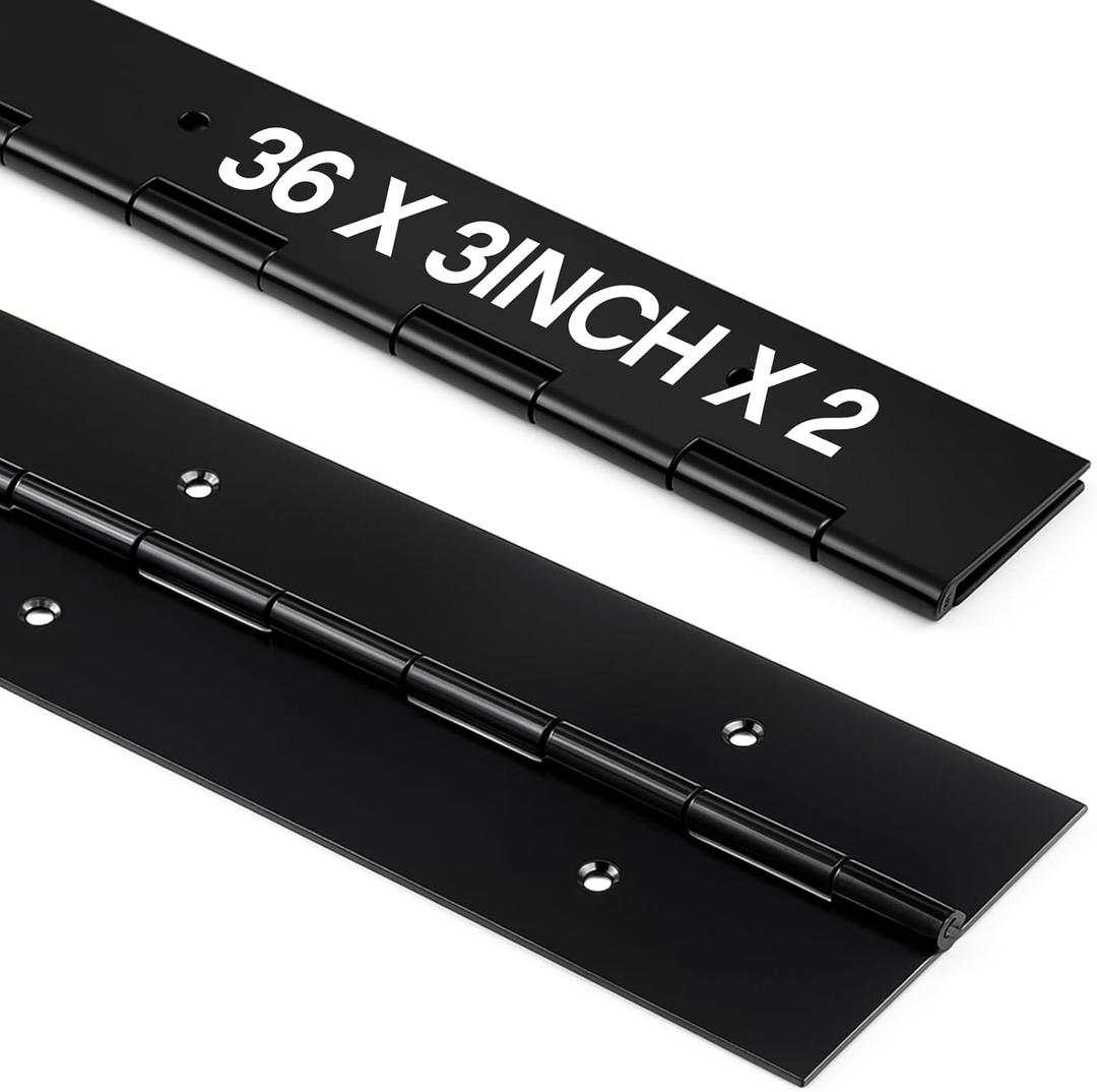 Zonon 2 Pack Heavy Duty Piano Hinge 3 '' Width 0.060'' Thick 201 Stainless Steel Continuous Piano Hinge for Cabinet, Door, Toolbox, Wooden Box, Metal Plate, Furniture, Industrial Project (36'')