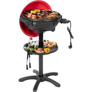 QPMR Electric Grill Outdoor/Indoor,Portable BBQ Grill with Nonstick Surface,200 Square Inches Indoor Electric Barburcue Grill with Adjustable Heat,Stand/Tabletop,for Patio/Yard/Home(Red)