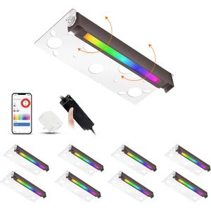 CLOUDY BAY [8 Pack] Low Voltage 7 Inch Smart Hardscape Lighting,3.5W LED Paver Light,2700-6500K,1.5W RGB Color Changing,Compatible with Alexa & Google Assistant,Hub Included,Transformer Excluded