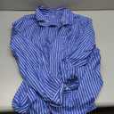 siliteelon Womens Button Down Shirts Cotton Striped Dress Shirt Long Sleeve Collared Office Work Blouses Tops (Large)