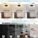 Modern LED Chandelier 1 Ring 19.7in Pendant Lighting for Kitchen Island 50W Dimmable LED Pendant Light Black Hanging Light Fixtures with Remote for Kitchen Dining Room Bedroom Living Room