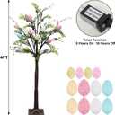 DR.DUDU 4FT Lighted Easter Tree with Timer, Pre-Lit Artificial Egg Trees with Colorful Eggs & LED Lights, Easter Decorations for Home Indoor Outdoor, Spring Decor for Porch, Office