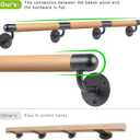 Dolibest 100 Inch Wood Indoor Stairs Wall Mount Handrail w/Sturdy Metal Barckets, Non-Slip and Comfortable Handrail Barrier-Free Staircase Grab Bar for Elderly, 1-1/2'' Round