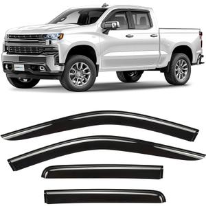 CLIM ART Incredibly Durable Rain Guards for Chevrolet (Chevy) Silverado/GMC Sierra 2019-2025 Double Cab, Tape-on Window Deflectors, Vent Deflector, Vent Window Visors,Truck Accessories,4pcs- 419004LP