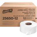 Genuine Joe Jumbo Roll Bath Tissue - 2-Ply White Toilet Paper, 3.3" x 650' per Roll, 12 Count Bulk Pack, Recycled Fiber, Commercial Grade for Dispensers