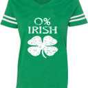 St Patricks Day Shirt for Women Irish Lucky Shamrock V-Neck Short Sleeve St Paddy's Day Tee Tops (XL)