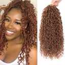 8 Packs Goddess Faux Locs Crochet Hair for Black Women, Goddess Locs Crochet Hair, Boho Style, River Locs with Curly Ends (18Inch, 30#, 8Packs)