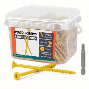 #10x3-1/2 Deck Screws 10lb - 3-1/2 Inch Wood Screws, Rust Resistant, Exterior Epoxy Coated, Outdoor Decking Screws, Torx/Star Drive Head, T25 Star Bit Included