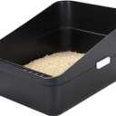 Sfozstra Open Top Litter Box: Black Medium Size with High Sides & Anti Leak Design, Easy Clean Litter Pan for Home Cats
