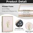Pink Flower Wall Art Striped Floral Prints Botanical Canvas Wall Decor Aesthetic Pictures Pastel Pink Floral Poster Minimalist Flower Painting for Girl Room 16x24 Inch Framed Set of 3