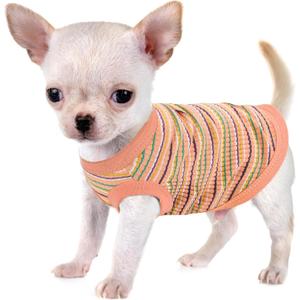 Elevate Your Pet's Comfort and Fashion: Premium 100% Cotton Rib Dog Shirt Vest for Small Breeds Like Chihuahuas, Yorkies, and Puppies .Year-Round Style with Tank-Style Puppy Attire Orange Medium