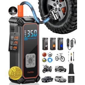 OlarHike Cordless Tire Inflator Portable Air Compressor, 150PSI Dual Power - 5400mAh & 12V DC, Air Pump for Car Tires, Bike, Motorcycle, Bicycle, Electric Pump with LED Light & Digital Pressure Gauge