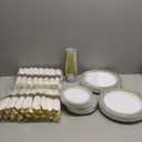 Goodluck 350 Piece Rose Gold Plastic Dinnerware Set for 50 Guests, Disposable Lace Plates for Party, Include: 50 Rose Gold Party Plates, 50 Dessert Plates, 50 Pre Napkins with Silverware, 50 Cups