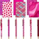 12 Set Cute Mini Notebook and Fancy Pen Gift Set for Women 6 Mini Glitter Pocket Notepad 6 Cute Sparkly Glitter Pen for Girl Office First Day of School Mother's Day Christmas Graduation(Rose Red)