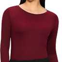 Underscrub Long Sleeve Women, Scrub Undershirts Crew Neck Comfort Tee with Ultra Soft Fabric (X-Small, Burgundy)
