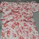 BLENCOT Womens Casual Summer Square Neck Short Sleeve Split Thigh Cotton Dress Boho Floral Print Tie Front Midi Dresses