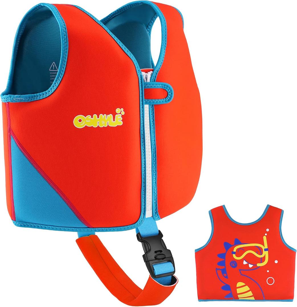 Kids Swim Vest with Crotch Strap - Neoprene Swim Trainer Vest for Toddlers, Boys & Girls Swim Trainer with Adjustable Straps, S