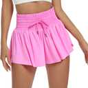 Blaosn Flowy Athletic Shorts for Women Workout Running Gym Yoga High Waist with Pockets Sweat Skorts Casual Summer Clothes (Pink, M)