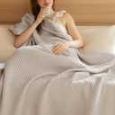Bedsure 100% Cotton Twin XL Blanket for Spring Summer, Soft Waffle Weave Bed Blanket, Thin Lightweight Breathable Cotton Bedding, College Dorm Room Essentials for Girls, Guys, Linen, 66" x 90"