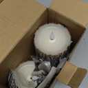 VEEKI Flameless Candles Lights, Set of 2 6"x3" Pine Bark Flickering LED Candles with Remote & Timer, Dimmable Pillar Candles Battery Operated, Real Wax Electric Candle for Christmas Winter Home Decor