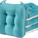 BETU Chair Cushions for Dining Chairs Set of 4,3.5" Thick Kitchen Table Chair Pads with Ties,Non Slip Backing and Covers, Seat Cushion for Dining Room,Bar,Patio Chairs,16"X16"X3.5",Teal