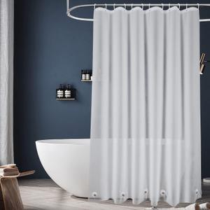 EurCross Extra Long Frosted Shower Curtain Liner 108 inches Length with 5 Bottom Magnets,PEVA Medium Weight Opaque Waterproof Shower Liner 72 x 108 inch