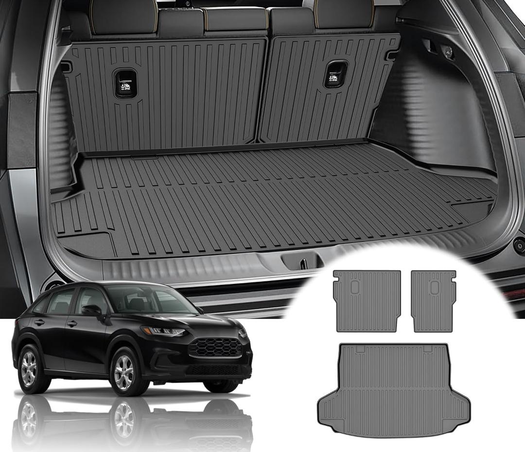 Cargo Mat & Backrest Mat Fit for Honda HRV 2023-2026 & for Acura ADX 2025-2026, All Weather TPE Custom Fit Trunk Mat Cargo Liner with Seatback Mat Accessories, Black