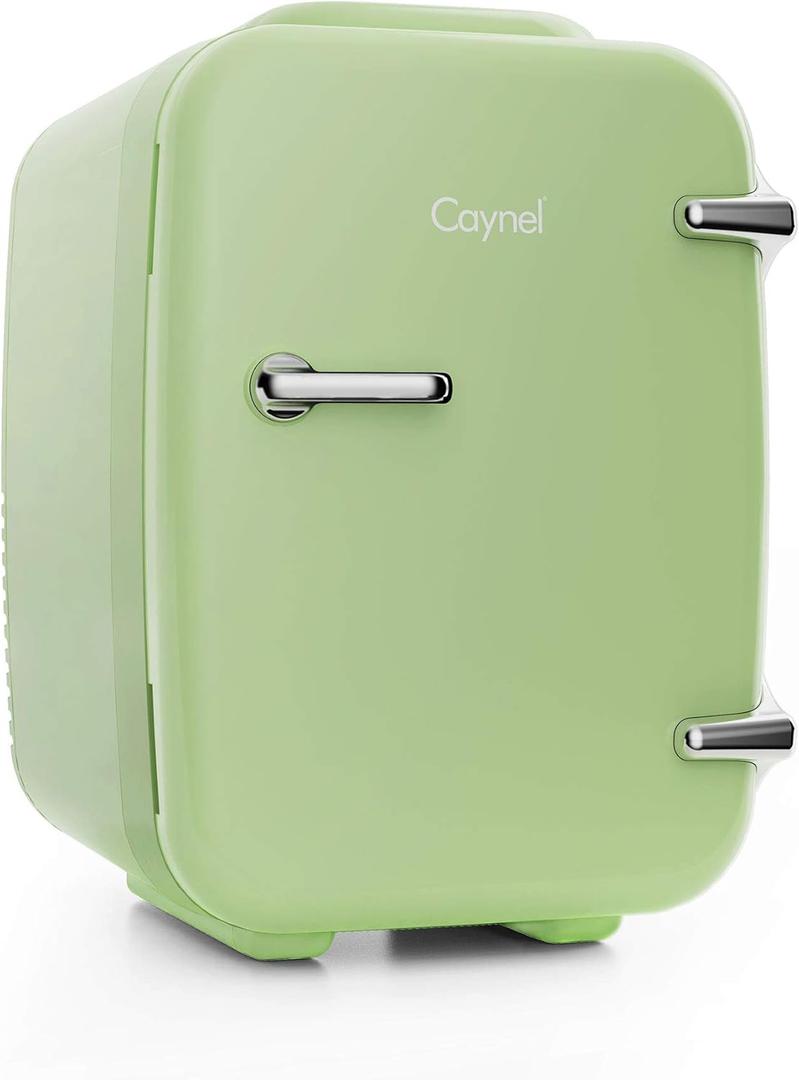 CAYNEL Mini Fridge Portable Thermoelectric 4 Liter Cooler and Warmer for Skincare, Eco Friendly Beauty Fridge For Foods, Medications, Cosmetics, Breast Milk, Medications Home and Travel (Light green)