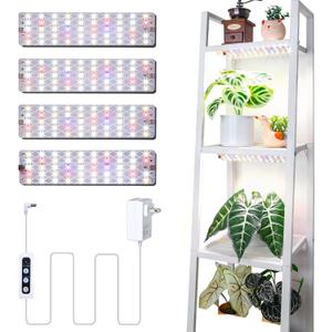 DOMMIA Grow Lights, 40W Linkable Grow Lights for Indoor Plants Full Spectrum, 6/12/16h Timer, Dimmable Ultra-Thin Plant Lights for Indoor Growing, Pinkish White, 1-Set