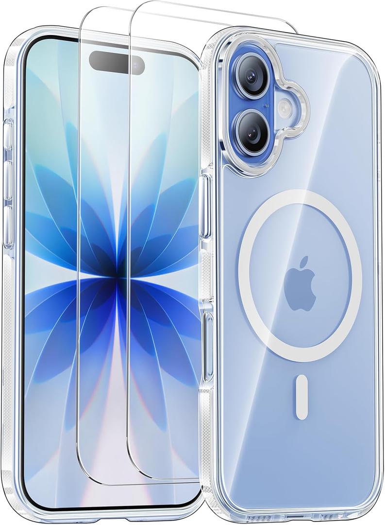 SMARTDEVIL for iPhone 17 Case with 2 Screen Protectors, [Compatible with Magsafe][Anti-Yellowing][Military-Grade Protection] Shockproof Slim Magnetic Phone Case with White Border Design