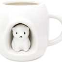 14 Ounces Polar Bear Coffee Mug  Cute 3D Ceramic Tea Cup for Men & Women  Novelty Gift for Couples, Kids, and Friends