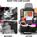 Car BackSeat Organizer,2 Pack Kick Mats Back Seat Protector with Touch Screen Tablet Holder for Kids, Car Travel Accessories with 8 Storage Pockets