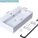 24"x14"Wall Mount Sink with Towel Rack,Small Wall Mounted Bathroom Sink,Wall Hung Ceramic White Rectangular Floating Wash Hand Basin Sink Lavatory Vanity With Single Faucet Hole and Overflow