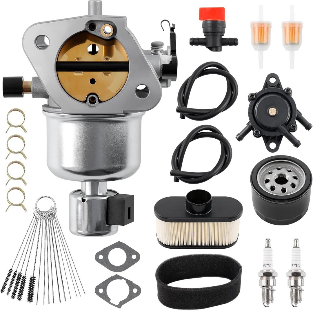 FR730V Carburetor Compatible with Kawasaki FS730V FR730V Engine Mower Carb Replaces #15004-1097 15004-1062 15004-0826 15004-0984 with Air Filter Oil Filter Fuel Pump Spark Plugs