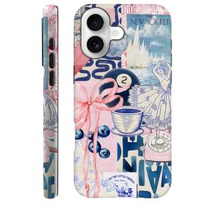 TnXee Case Compatible with iPhone 17,Fall Prevention Hybrid 2-Layer Hard Shell Phone Cover for Girls Boys,Coffee Dance Collage