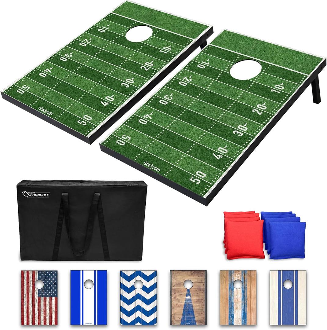 GoSports Portable Cornhole Sets, 8 Styles – 3 x 2 ft - Boards Include 8 Bean Bags, Travel Case, and Game Rules