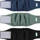 wegreeco Washable Male Dog Belly Band (Stylish Pattern)- Pack of 3 - Washable Male Dog Belly Wrap, Dog Diapers Male (Blue, Green, Black, Large) (Large (18" to 21"), Blue, Green, Black)