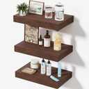 Floating Shelves for Wall, Bathroom Shelves Over Toilet, Wall Shelves & Book Shelf, Hanging Shelf, Modern Wooden Wall-Mounted Small Floating Shelves, 12x7x1.5 in (Walnut-Like, Set of 3)