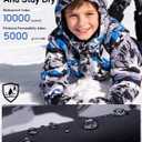 FREE SOLDIER Boys Girls Waterproof Ski Jacket Fleece Lined Warm Winter Snow Coat Kids Winter Jacket with Detachable Hood (6-7 Years, Green Camo)